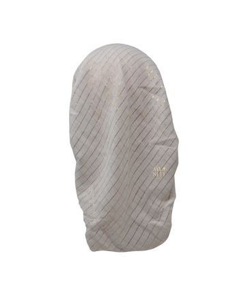 SG CS-03I Ivory Golden Lurex Stripes Cotton Adjustable Pre-Tied Bandanna myselflingerie.com